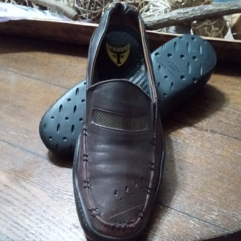 MICHAEL TOSCHI Dark Brown Driver Leather Loafers